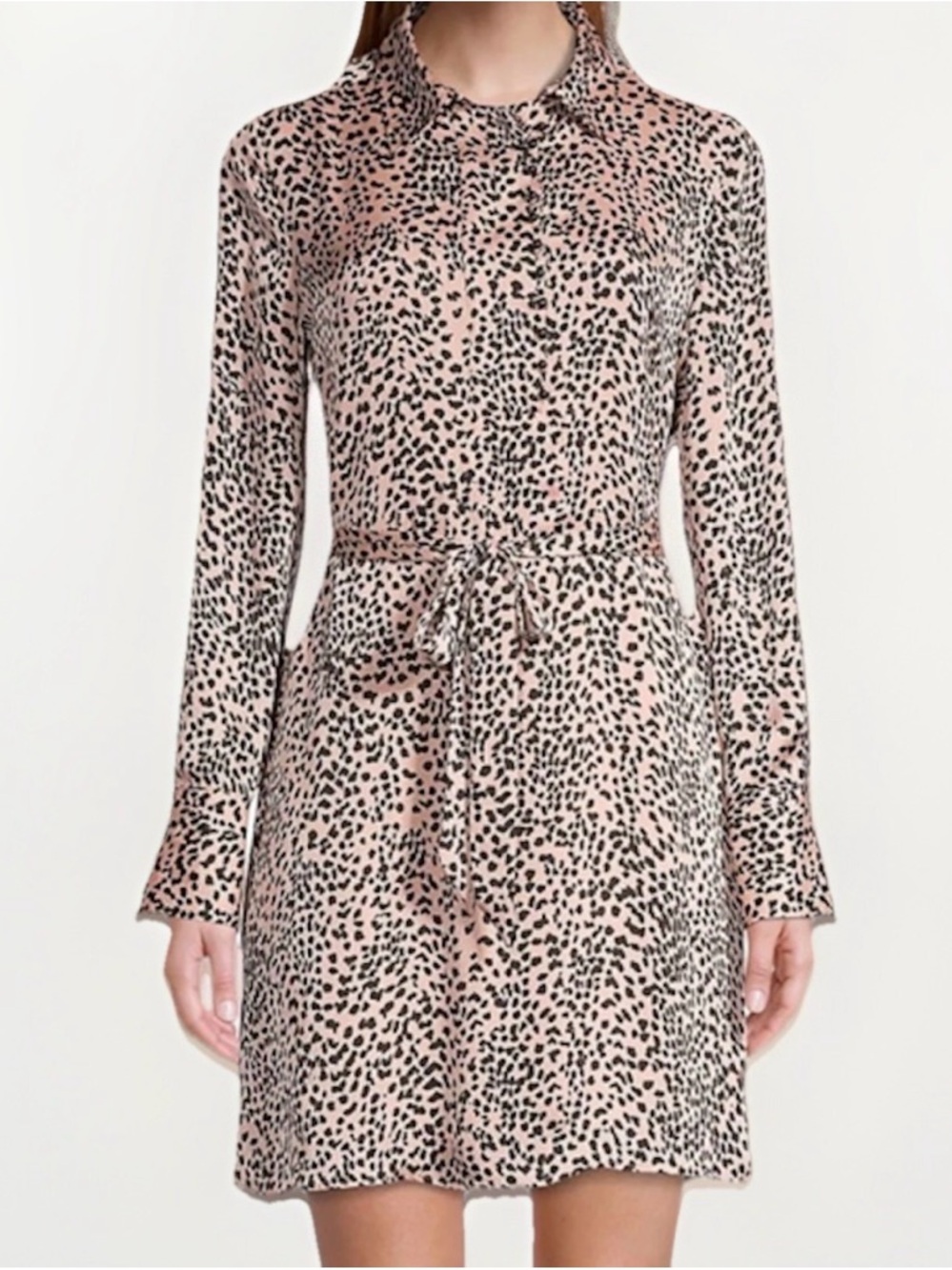 Equipment NWOT Femme Temerà Leopard-Print Tie-Waist Mini Shirt Dress
